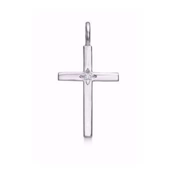 Sølv kors med zirkonia (22x15 mm)